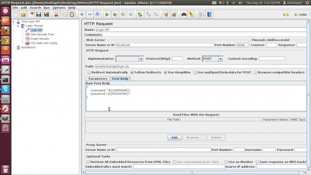 Http Request post body using csv file input