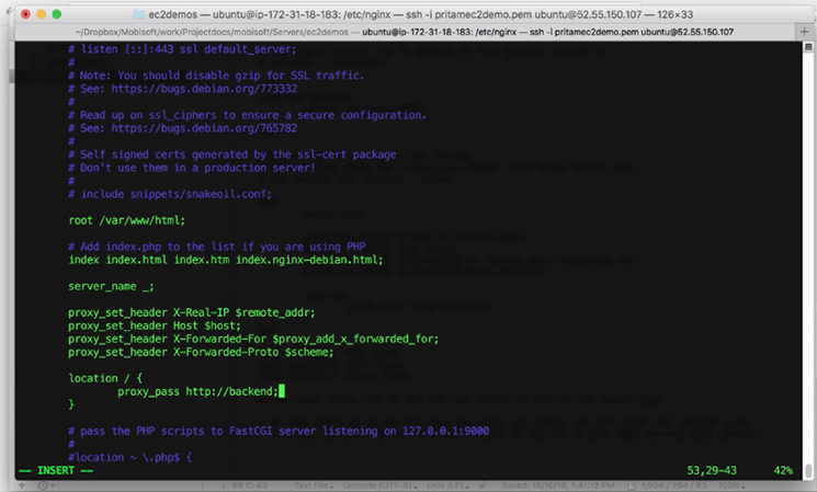 Modifying Location Block And Adding Proxypass Setting mobisoft infotech