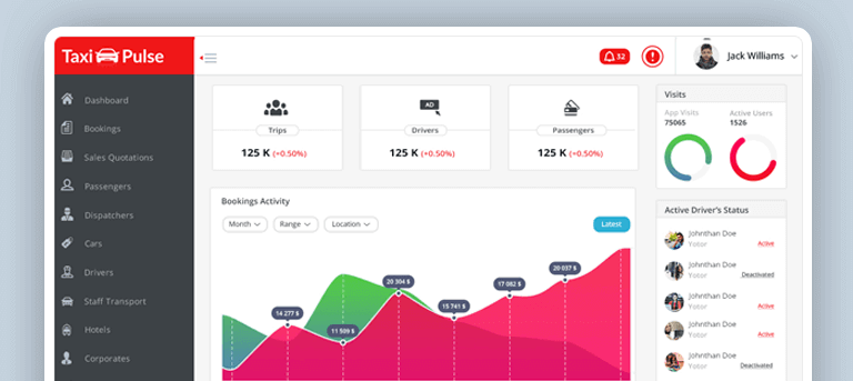 admin panel taxi pulse