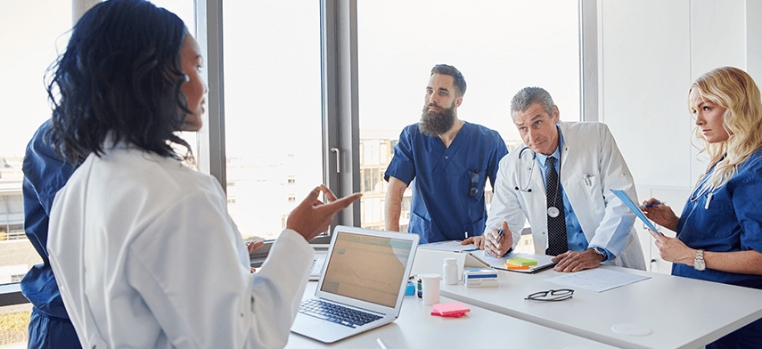 physicians engaging with each other