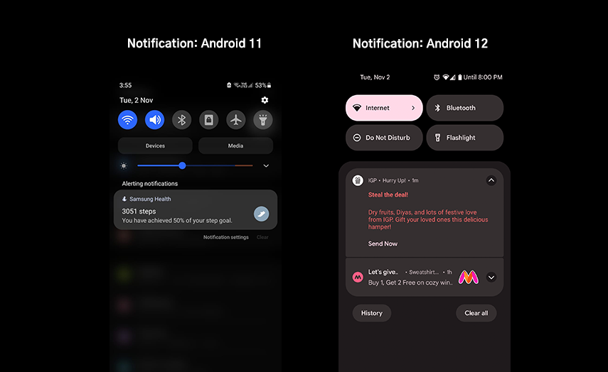 completely revamped notification panel