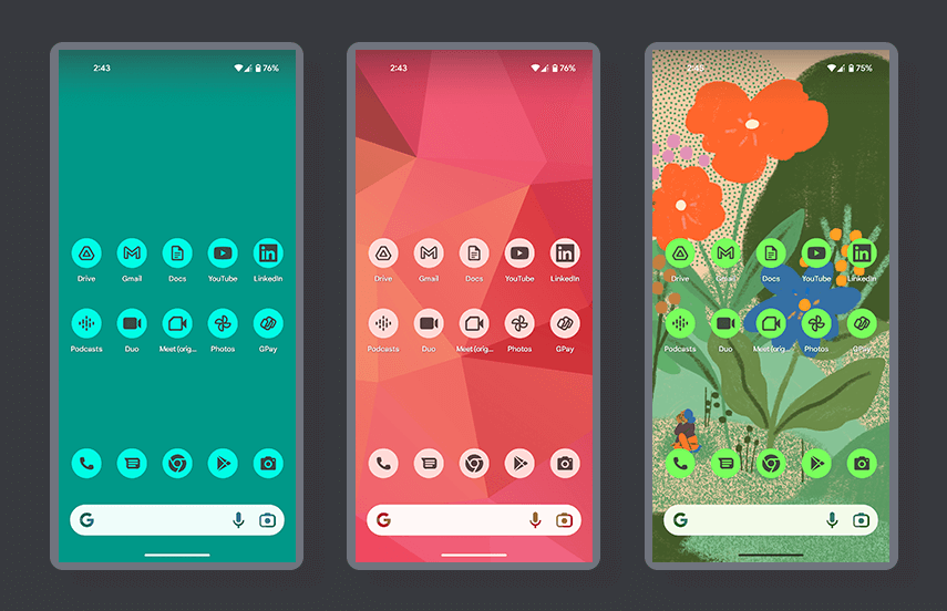 Themed icons in android 13 