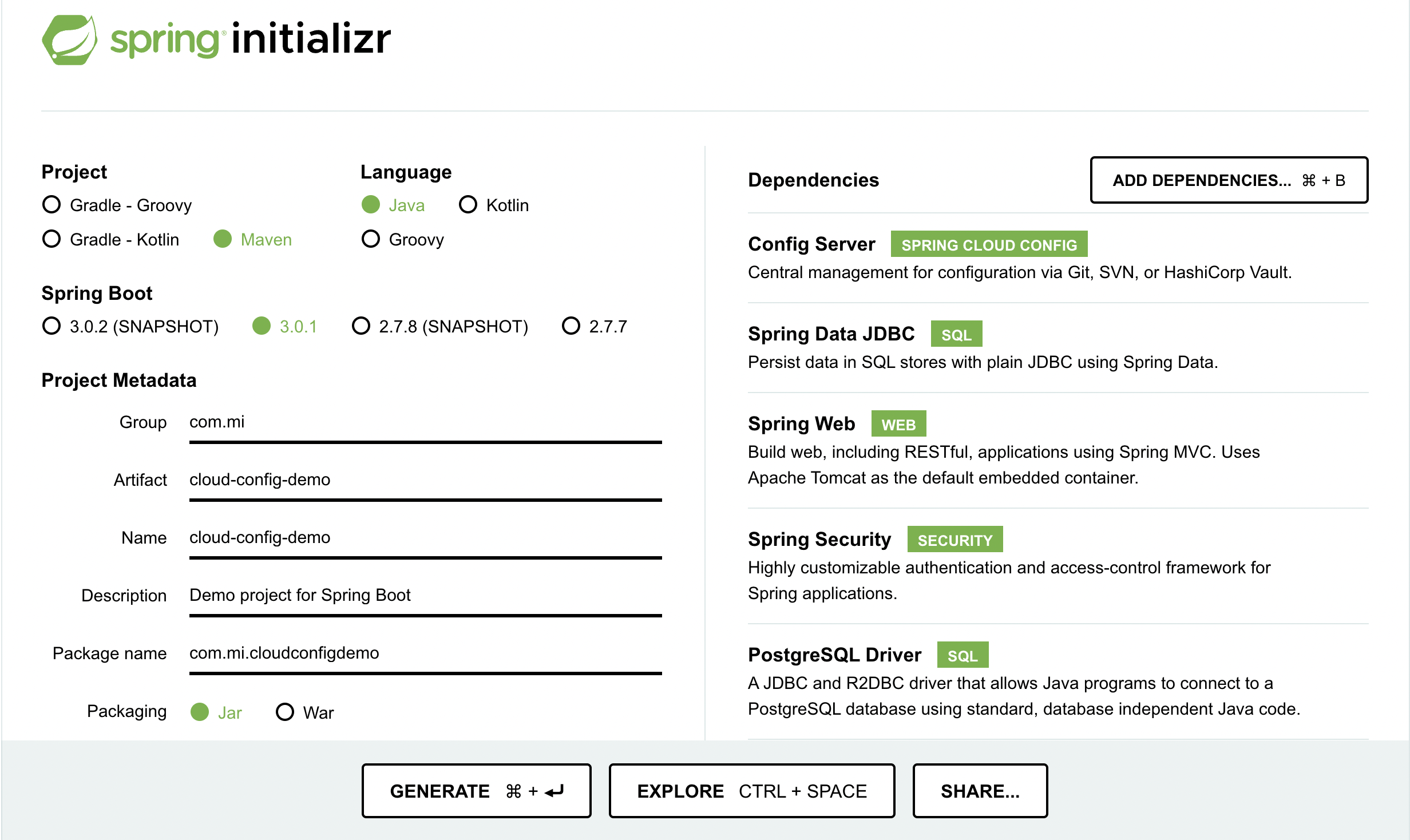 Generate Spring Cloud Config Server Project using Spring Initializer