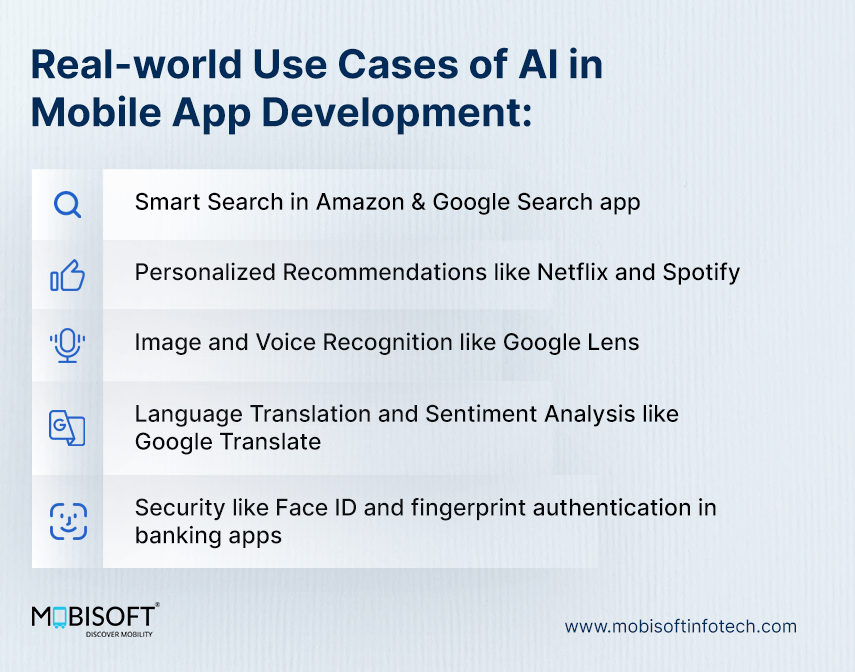 use cases of ai in mobile app development