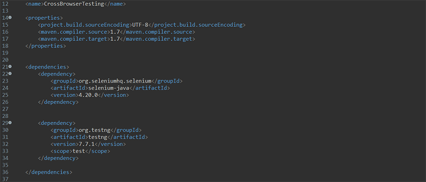 Adding Dependencies for Selenium Automation Project