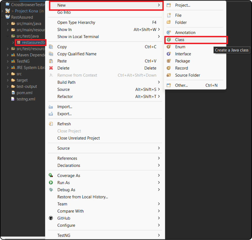 Creating Java Class for Rest Assured Test