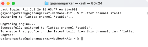 Flutter stable channel selection