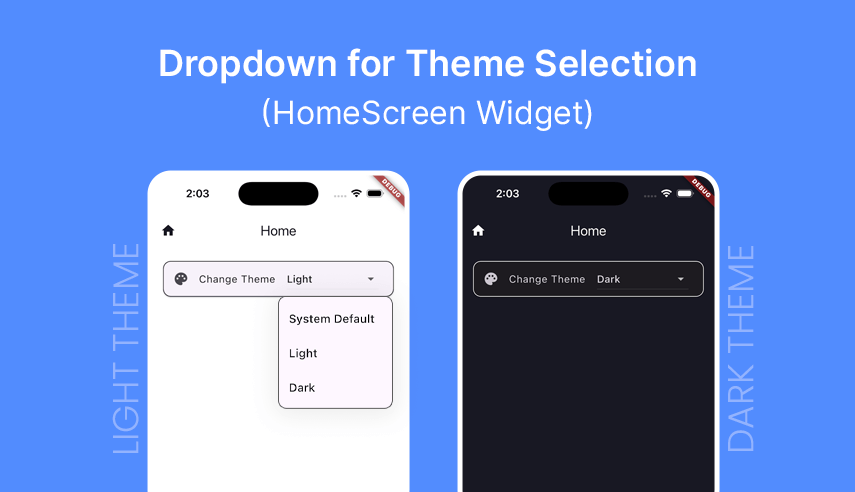 Flutter dropdown for theme selection with custom colors