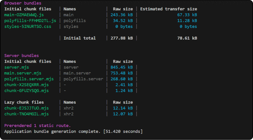 Building Angular SSR app with CLI command