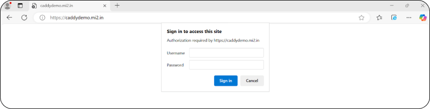 Caddy web server authentication settings with username and password