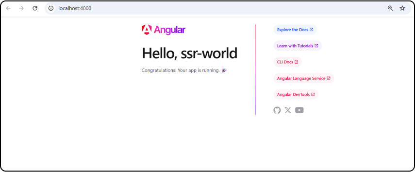 Default Angular framework setup for SSR