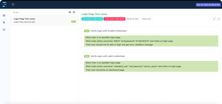 Final steps of the login feature file in Cucumber BDD