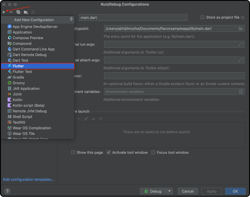 Add New Configuration for Flutter App Build Variants