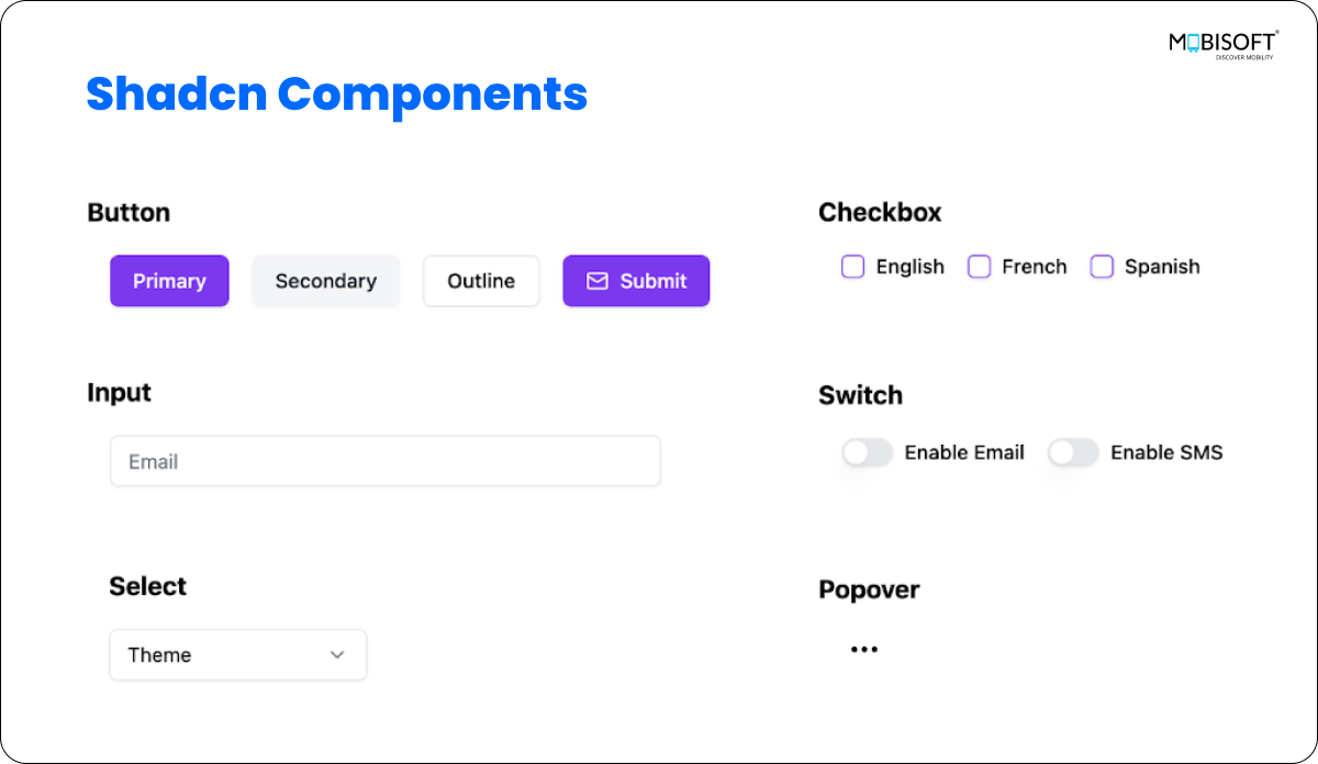 Overview of Shadcn UI components for React 19 integration.