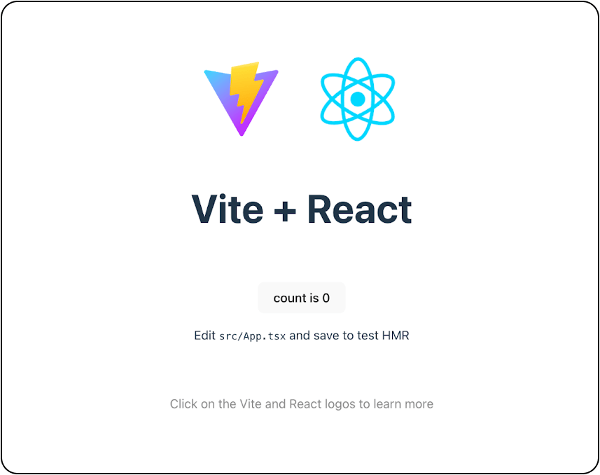 Vite app screen showing integration of Shadcn UI with React 19.