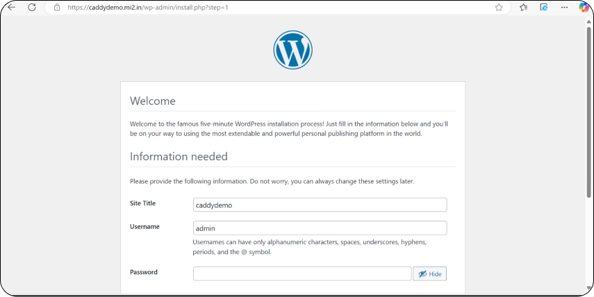 Web page protected by Caddy web server with automatic HTTPS