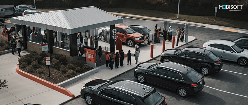 Crowded ride-sharing zone at an event Crowded ride-sharing pickup zone during a large-scale event, highlighting the need for organized event shuttle services
