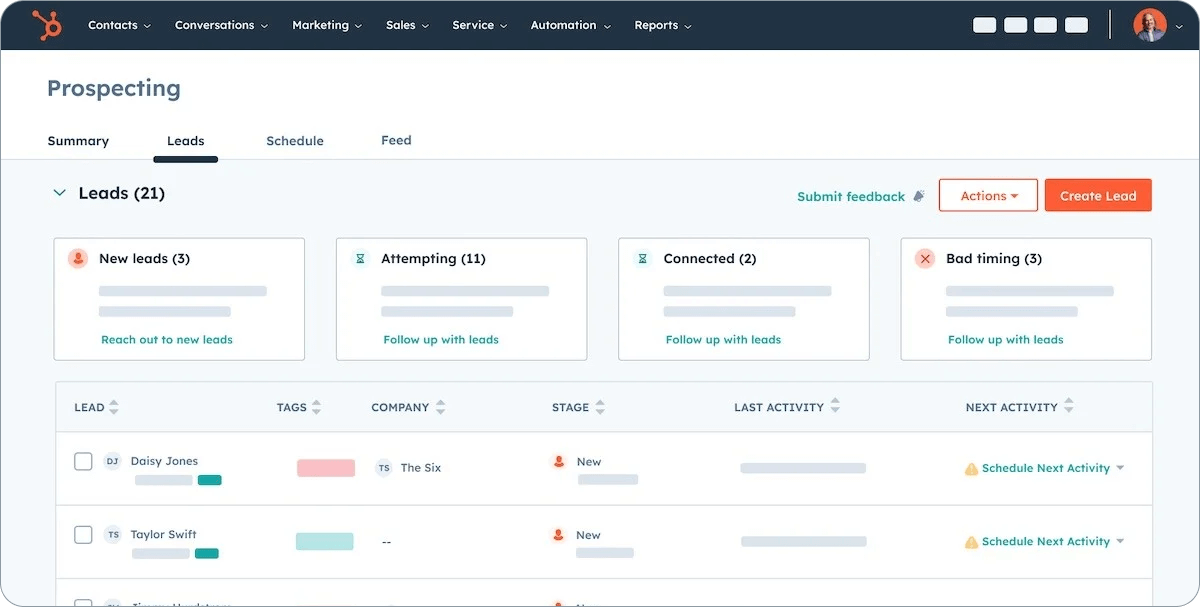 HubSpot CRM software features