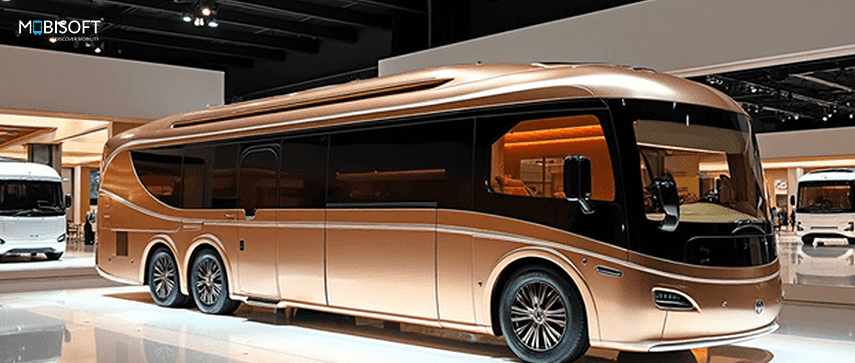 Luxury VIP shuttle coach for high-profile event guests Luxury VIP shuttle coach providing transportation for high-profile guests at a corporate event