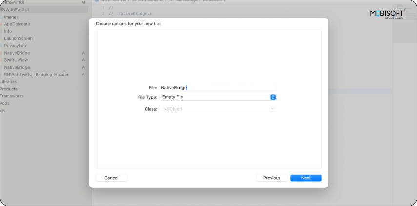 Create Objective-C Interface File for SwiftUI Create an Objective-C interface file in Xcode for SwiftUI integration