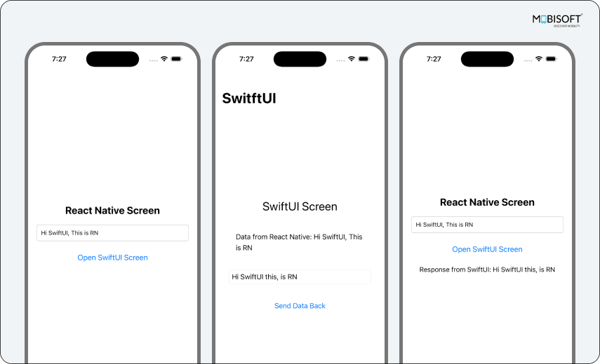 Real-Time UI Integration with SwiftUI in React Native SwiftUI UI screens embedded inside React Native application