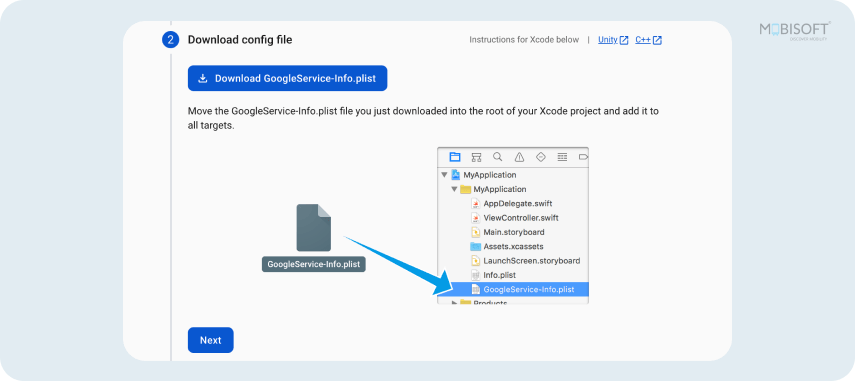 Download Firebase Config File Download the Firebase configuration file