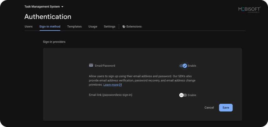 Firebase Authentication Dashboard Firebase authentication dashboard setup