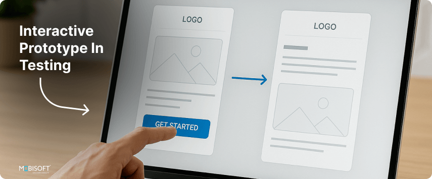 Interactive Prototypes for UX Testing User interacting with a clickable high-fidelity UX prototype
