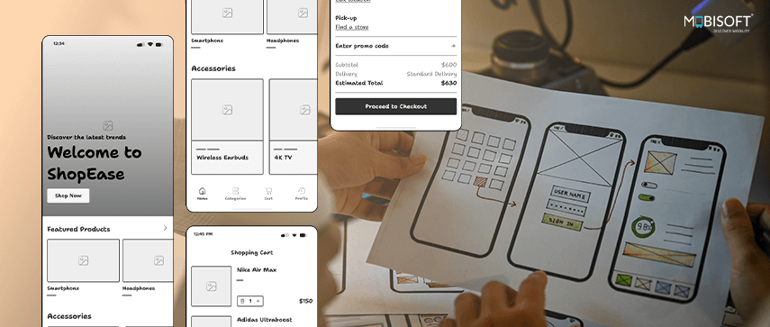 Mobile UX: Designing a Better E-commerce Journey Mobile UX wireframes showing responsive e-commerce design