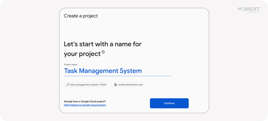 Start a New Firebase Project Starting Firebase project for app backend