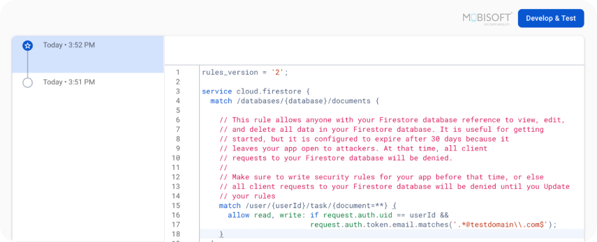 Steps to Add Firebase Firestore Security Rules for Mobile App Integration Adding Firebase rules to secure Firestore database access