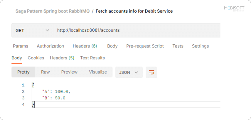 Debit Service Account View Account balances displayed in Debit Service microservice