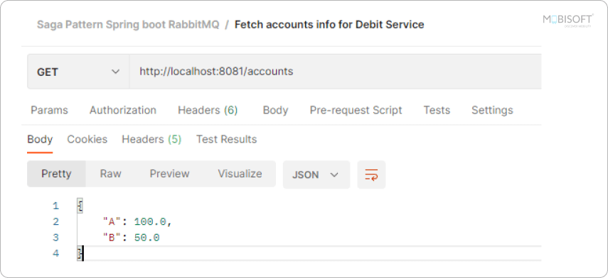 Final State of Debit Service Post-Transaction Final state of Debit Service after saga execution.