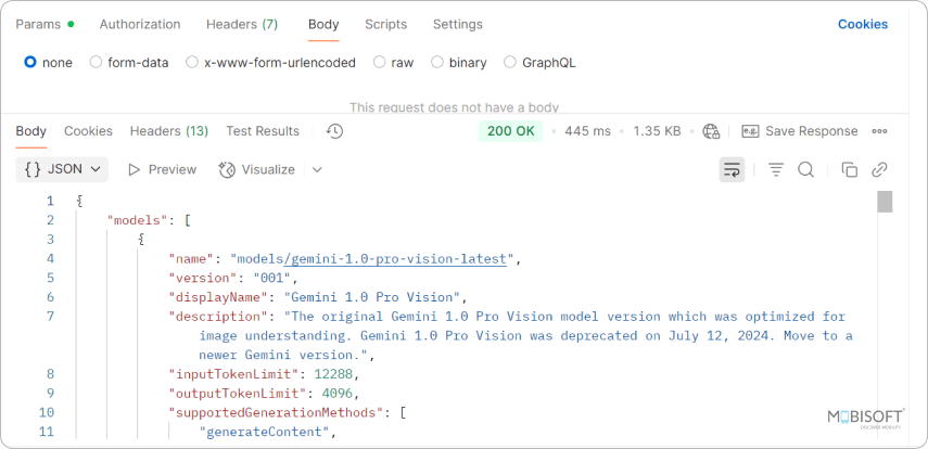 Gemini AI Model List Output Gemini AI model list output in Java application