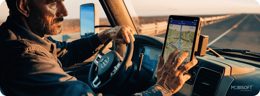 GPS Tracking for Trucks in Transportation GPS tracking technology inside a logistics truck