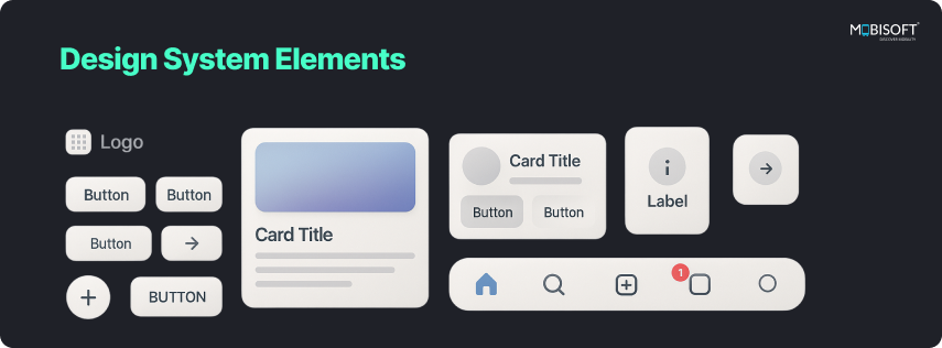 Mobile app interface design with structured UI components