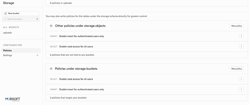  Supabase storage policy setup for React apps