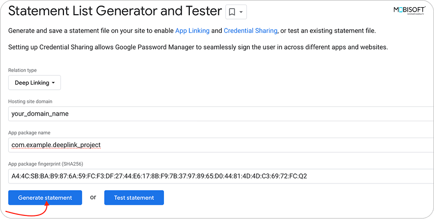Create Digital Asset Link for Android Generate assetlinks.json for Android deep linking