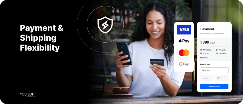 Multiple Payment Options and Transparent Shipping Reduce Cart Abandonmen Flexible ecommerce payment and transparent shipping options visual