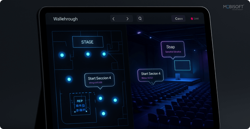 Virtual reality event digital twin for immersive venue walkthrough