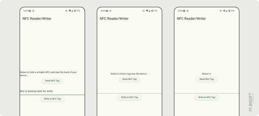 Flutter NFC Project Screens Flutter NFC project app screens with NFC reader writer features