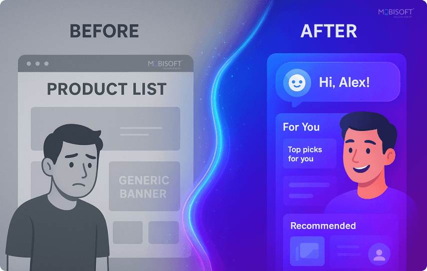 Visual representation of AI algorithms interacting with UX design elements
