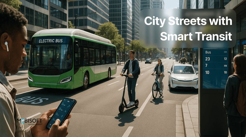 City Streets with Smart Transit Urban streets with smart on-demand bus solutions in action
