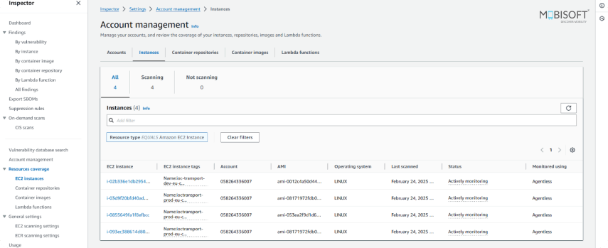 Defining Amazon Inspector scan scope for vulnerability management