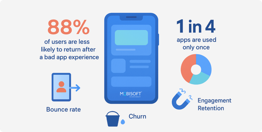 Mobile App UX Design Statistics Key statistics on mobile UX mistakes and retention