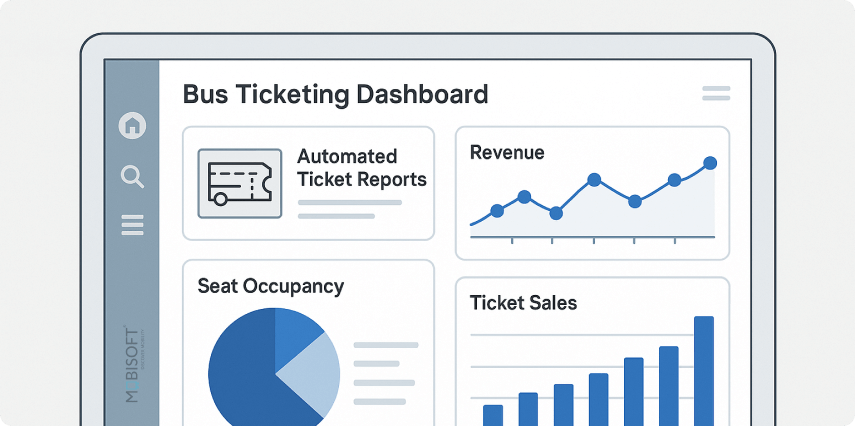 Smart Bus Ticketing Software Interface Modern bus ticketing software interface showcasing automation features