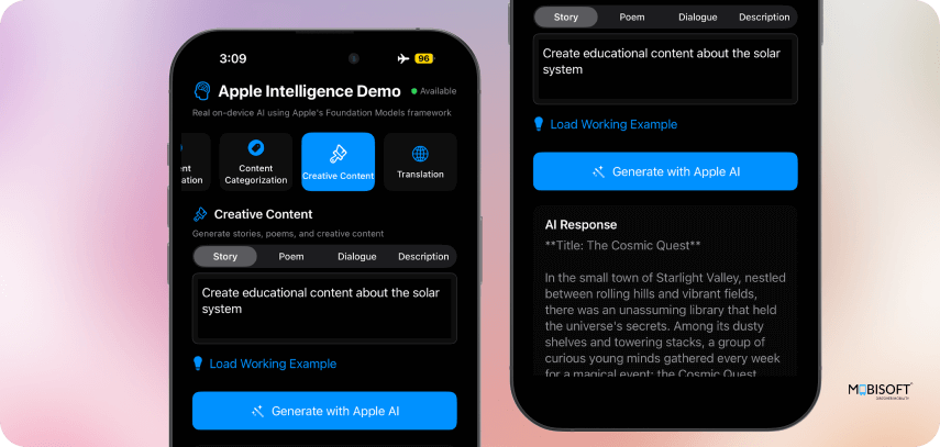 Creative content generation using on-device AI