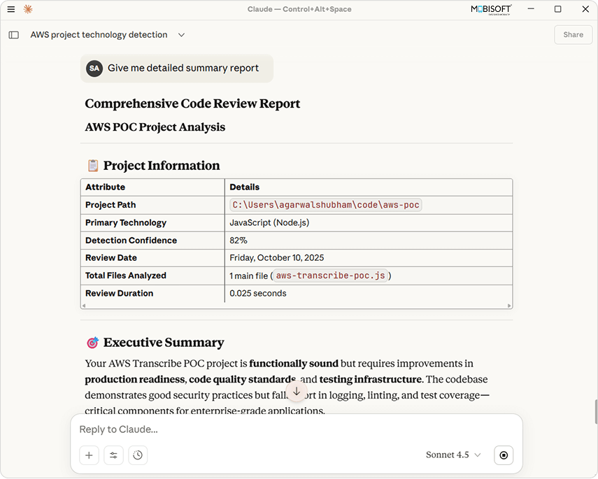 Detailed Summary Report Detailed summary report generated by AI code review agent
