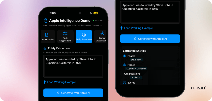 Entity extraction using Apple AI