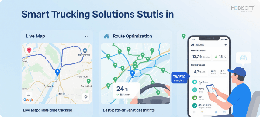 Smart trucking solutions improving logistics efficiency through real-time tracking and automation